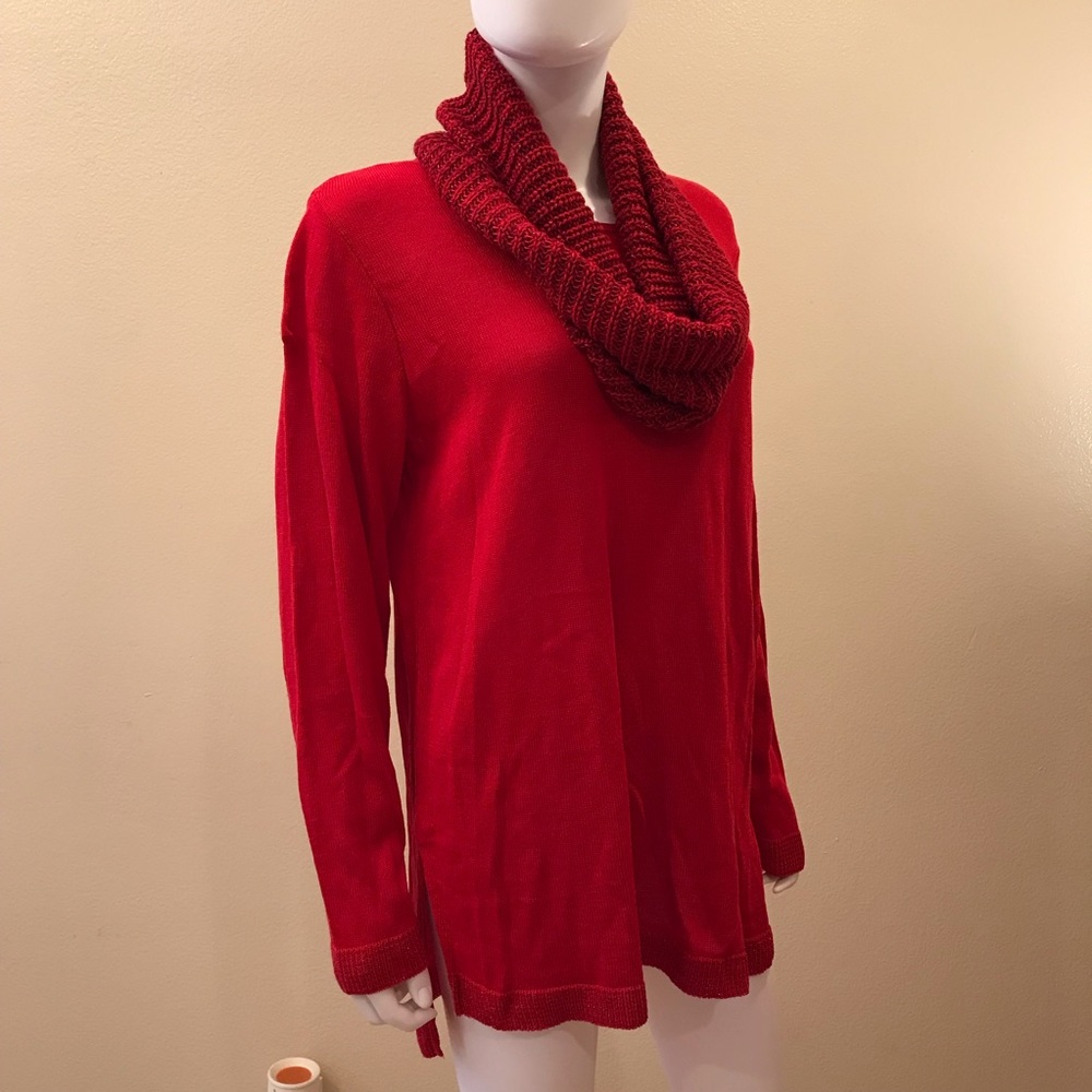 Apt 9 Red Tango Tunic Sweater With Infinity Scarf NEW Size 0X 14W Plus Size L